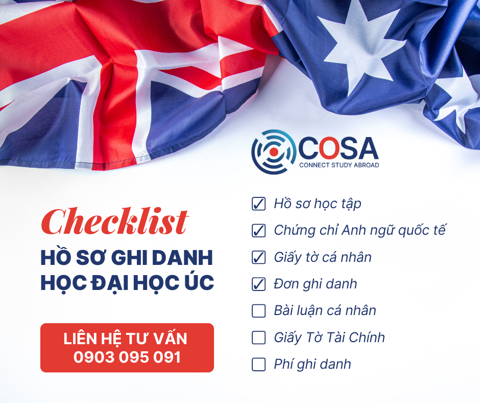 Checklist hồ sơ ghi danh chương trình Cử nhân Đại học Úc