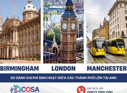 So sánh chi phí sinh hoạt giữa các thành phố lớn tại Anh: London, Birmingham hay Manchester?